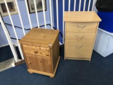 A pine chest and a modern chest