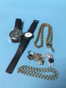 A bag of assorted costume jewellery and watches