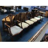 A set of six reproduction Hepplewhite style dining chairs