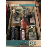 A collection of vintage toy sewing machines