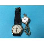 A gents 9ct gold Rotary wristwatch and a ladies 9ct gold wristwatch