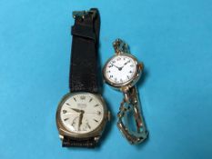 A gents 9ct gold Rotary wristwatch and a ladies 9ct gold wristwatch