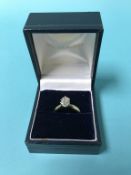 A 14kt gold oval cut diamond ring, approximately 0.75ct, 2.9g, size 'M'