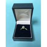 A 14kt gold oval cut diamond ring, approximately 0.75ct, 2.9g, size 'M'