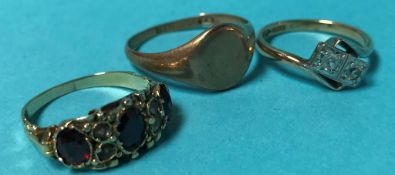 Two 9ct gold rings, 4.7g and one other 1.7g