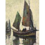 Alf O'Brien, oil, signed, 'Sailing vessels on the water', 49 x 39cm