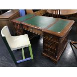 A reproduction mahogany pedestal desk, 140 x 75cm