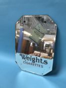 Advertising - A mirrored glass panel 'Players Weights Cigarettes', 36 x 25cm