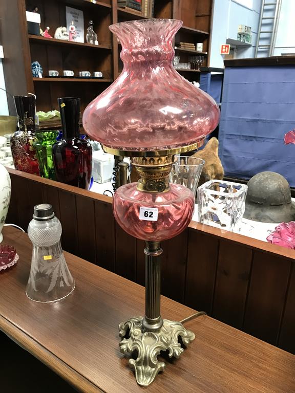 A converted oil lamp, a glass vase converted to a table lamp etc. - Image 2 of 3