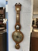 A walnut banjo barometer 'Harrison' Darlington