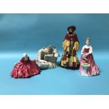A Royal Doulton figure 'The Parson's Daughter', HN 564, two model figures and a Lladro figure