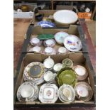 Three trays of assorted china, to include Linthorpe and Spode etc.