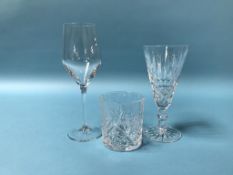 Six Rosenthal wine flutes, eight Waterford trumpet shaped wine glasses and six Royal Doulton