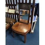 A small mahogany mirror and a mahogany occasional table