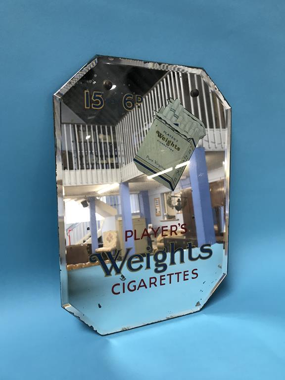 Advertising - A mirrored glass panel 'Players Weights Cigarettes', 36 x 25cm - Image 2 of 2