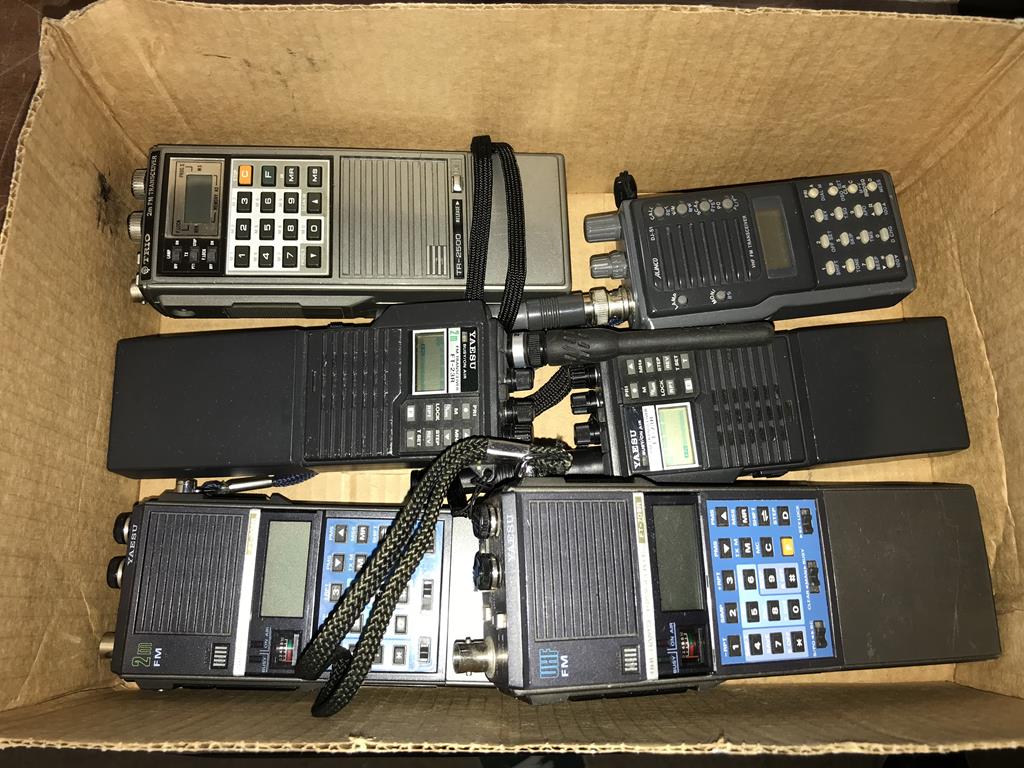 Various hand held transceivers, to include Yaesu, Alinco and Trio (6)