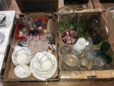 Two trays of china and glass etc.