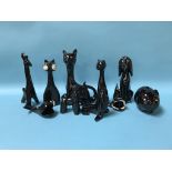 A collection of ceramic cats and dogs etc.