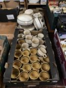 Two trays of Denby china etc.