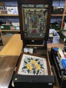 A fire screen and cutlery etc.