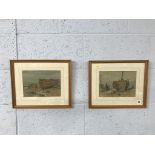 A pair of unsigned watercolours, Beach scenes