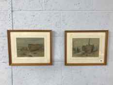 A pair of unsigned watercolours, Beach scenes
