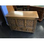 An oak blanket box, with two drawers