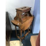 A small oak stool and a barley twist gateleg table