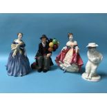 A Royal Doulton figure 'The Balloon Man', HN 1954, a Worcester figure 'Pick of the Litter' and two
