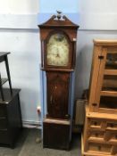 An oak 30 hour long case clock, with painted dial