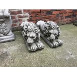 A pair of recumbent lions