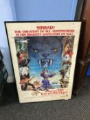 A framed poster 'Sinbad and the eye of the tiger'