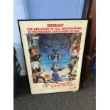 A framed poster 'Sinbad and the eye of the tiger'