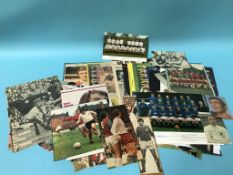 A collection of signed football ephemera, to include Colin Bell, Mike Summerdee and Francis Lee