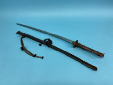 A Japanese second world war style NCO's sword. Length of blade 69.5cm, blade and scabbard number