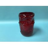 A Whitefriars, ruby, knobbly vase, 21cm height