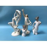 Two Royal Worcester figures, 'Spirit of Peace', 'The Dance of Time' and one Nao figure and a