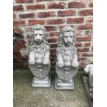 A pair of standing lions