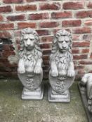 A pair of standing lions