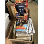 Various comics and Dr Who toys etc.