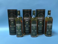Three bottles of Bushmills single malt Irish whisky