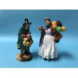 Royal Doulton figure 'The Mask Seller' and 'Biddy Penny-farthing' (2)