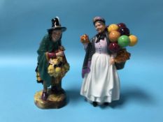 Royal Doulton figure 'The Mask Seller' and 'Biddy Penny-farthing' (2)
