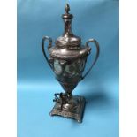 A silver plated Classical urn