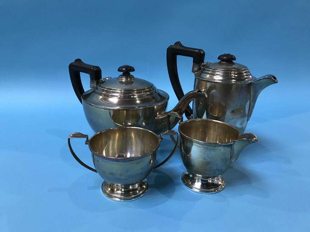 A silver four piece tea and coffee service, Adolph Scott, Birmingham, 1938, 32oz