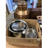A copper urn and pans, various