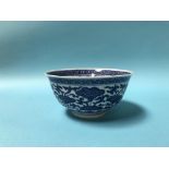 A small Chinese blue and white bowl, with marks in underglaze blue, 13cm diameter