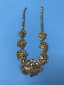 A yellow metal Middle Eastern necklace, 26g