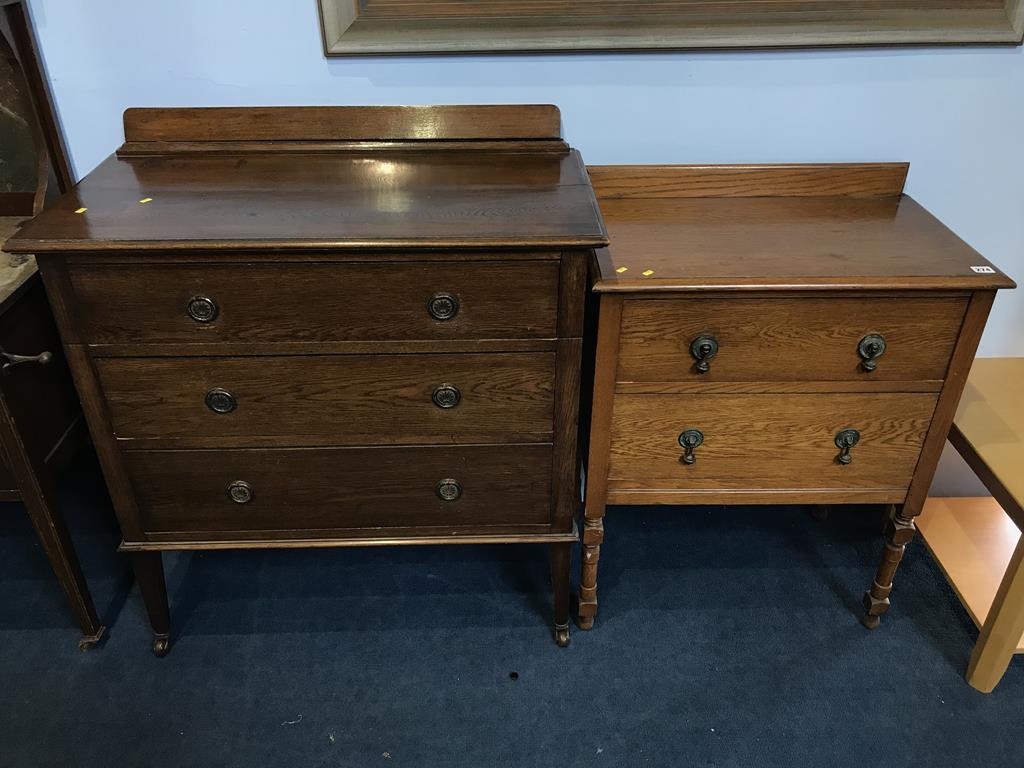 Two oak chest of drawers