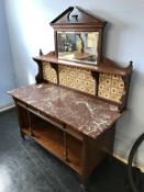 An Edwardian mirror back marble top washstand